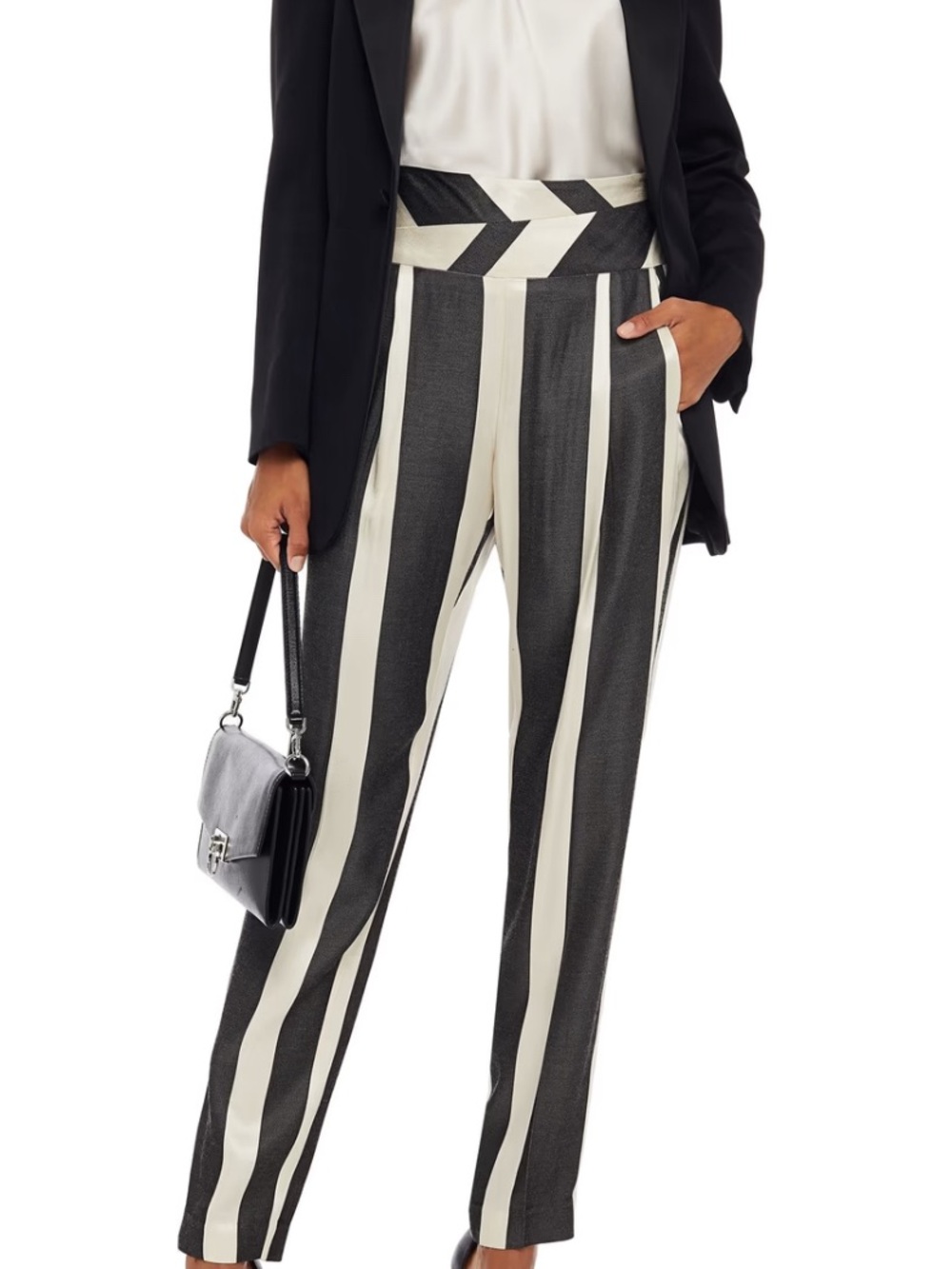 Michelle Mason Striped satin tapered pants